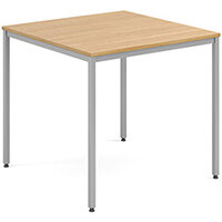 Rectangular flexi table with silver frame 800mm x 800mm - oak Rectangular flexi table with silver frame 800mm x 800mm - oak