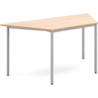 Trapezoidal flexi table with silver frame 1600mm x 800mm - beech Trapezoidal flexi table with silver frame 1600mm x 800mm - beech