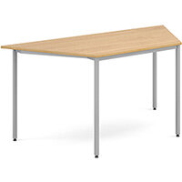 Trapezoidal flexi table with silver frame 1600mm x 800mm - oak Trapezoidal flexi table with silver frame 1600mm x 800mm - oak