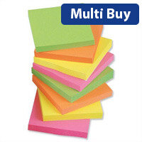 Sticky Notes Neon Pad of 100 Sheets 76x76mm Assorted Pack 12 5 Star