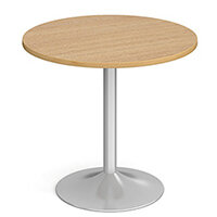 Genoa Circular Oak Dining Table with Silver Trumpet Base 800mm
