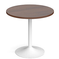 Genoa Circular Walnut Dining Table with White Trumpet Base 800mm Genoa Circular Walnut Dining Table with White Trumpet Base 800mm