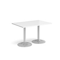 Genoa Rectangular White Dining Table with Silver Trumpet Base 1200mmX800mm