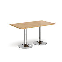 Genoa Rectangular Oak Dining Table with Chrome Trumpet Base 1400mmX800mm