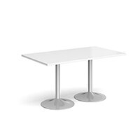 Genoa Rectangular White Dining Table with Silver Trumpet Base 1400mmX800mm