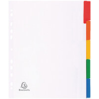 Exacompta A4 Maxi White Divider Coloured Plastic Tabs 5 Part 4305E Exacompta A4 Maxi White Divider Coloured Plastic Tabs 5 Part 4305E