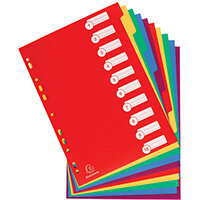 Exacompta Polypropylene 10 Part Dividers A4 Assorted 4910E Exacompta Polypropylene 10 Part Dividers A4 Assorted 4910E