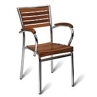 Monaco Solid Teak Slatted Outdoor Stacking Arm Chair With Aluminium Frame Monaco Solid Teak Slatted Outdoor Stacking Arm Chair With Aluminium Frame