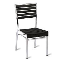 Monaco Black Slatted Outdoor Stacking Chair With Aluminium Frame Monaco Black Slatted Outdoor Stacking Chair With Aluminium Frame