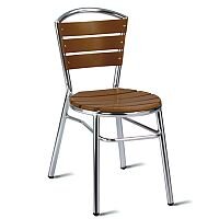 Nice Teak Effect Slatted Outdoor Stacking Chair With Aluminium Frame Nice Teak Effect Slatted Outdoor Stacking Chair With Aluminium Frame