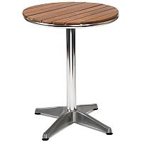 Monaco Round Solid Teak Slatted Outdoor Table With Aluminium Base Monaco Round Solid Teak Slatted Outdoor Table With Aluminium Base
