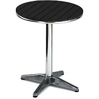 Round Outdoor Patio Table Slatted Black Plastic Top & Aluminium Base Round Outdoor Patio Table Slatted Black Plastic Top & Aluminium Base