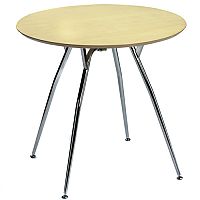 Mile Small Round Table 800mm Diameter Maple Top & Chrome Legs