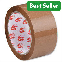 5 Star Polypropylene Packing Tape - Pack of 6 - 48mm x 66m Buff 