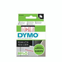 Dymo D1 Tape 45015, 12mm x 7m, Red on White (S0720550) - Eye-Catching Labels for Important Notices