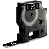 Dymo D1 Tape 45021, 12mm x 7m, White on Black (S0720610) - Reversed Colour Labels for Bold and Clear Labeling
