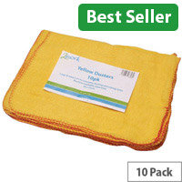 2Work Pack of 10 Yellow Duster Cloths 508 x 355mm
