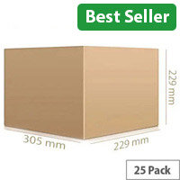 Single Wall Brown Corrugated Packing Cardboard Boxes WxHxD 305x229x229mm (25 Pack) Ref SC-41
