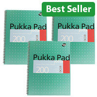 Pukka Pad A4 Ruled Wirebound Jotta Notebook Margin & 4-Hole Punched 80gsm 200 Pages Pack of 3