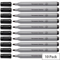White Box Permanent Marker Bullet Tip Black Pack 10