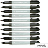 5 Star Black Permanent Marker, Fine Line (Pack of 10) - Long-Lasting Permanent Ink for Labelling and Writing