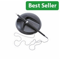 Desk Counter Ball Pen Chained to Base 1.0mm Tip 0.5mm Line Black