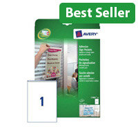 Avery Clear Self‑Adhesive Sign Pockets 221x304 mm A4 Pack of 10