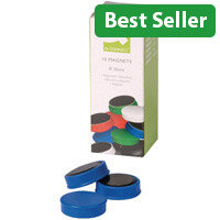 Q-Connect Whiteboard Magnets, 25mm, Blue (Pack of 10, Ref KF02640) - Strong Magnets for Whiteboards, Filing Cabinets, and More