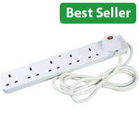 CED 6-Gang Surge Protect Extension Lead White 2 Metres CEDTS6213AS