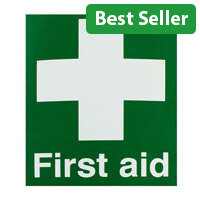 First Aid Safety Sign 150x110mm Self-Adhesive
