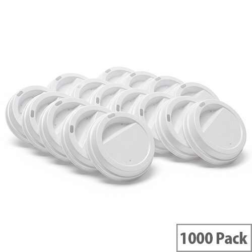 MyCafe Plastic Lids For 12oz-16oz Paper Disposable Cups White Pack of 1000 