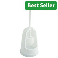 2Work Plastic Toilet Brush Set White CX00327