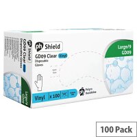 Shield Powder-Free Vinyl Gloves Large Clear (Pack of 100) GD09