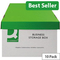 Q-Connect Business Archive Storage Box, 335x400x250mm (Pack of 10, Ref KF21660) - Durable Storage for Archiving Documents