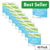 2Work Pack of 40 Luxury Quilted Toilet Roll 2-Ply 200 Sheets JAN03090