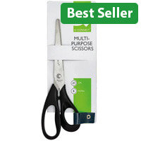 Q-Connect Scissors 210mm Ergonomic All Purpose Stainless Steel Blades Black Handle CKF01227