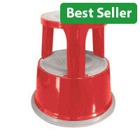 Q-Connect Steel Mobile Kick Step Stool Red