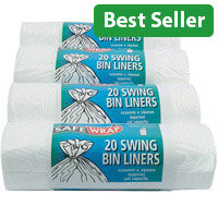 Safewrap Standard Bin Liners Pack of 4 Rolls - 50L - White - 20 per Roll 