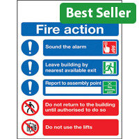 Safety Sign Fire Action Symbols A4 PVC (Pack of 1) FR09950R