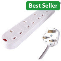 Connekt Gear UK 4‑Gang Surge‑Protected Extension Block 5m
