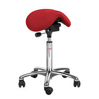 Mini Easymek Seat Saddle Stool With Easy Clean Red 3D Runner Seat Upholstery H600 - 790mm Aluminum Frame 
