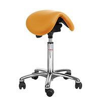 Dalton Easymek Seat Saddle Stool With Orange Leather Look Seat Upholstery H600 - 790mm Aluminum Frame