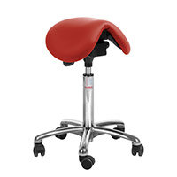Dalton Easymek Seat Saddle Stool With Red Leather Look Seat Upholstery H600 - 790mm Aluminum Frame