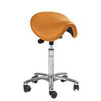Pinto Easymek Seat Saddle Stool With Orange PUre Imitation Leather Seat Upholstery H610 - 800mm Aluminum Frame
