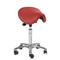 Pinto Easymek Seat Saddle Stool With Red PUre Imitation Leather Seat Upholstery H610 - 800mm Aluminum Frame