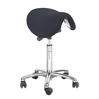 Pinto Easymek Seat Saddle Stool With Easy Clean Black 3D Runner Seat Upholstery Aluminum Base H610 - 800mm Aluminum Frame