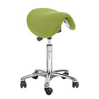 Pinto Easymek Seat Saddle Stool With Easy Clean Green 3D Runner Seat Upholstery Aluminum Base H610 - 800mm Aluminum Frame