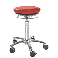 Pilates Air-Seat Ergonomic Stool With Red Leather Look Seat Upholstery H520 - 710mm Aluminum Frame