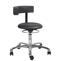 Saturn Ergonomic Stool With 360° Swivel Back-Arm Rest PUre Imitation Leather Black H540 - 730mm Aluminum Frame