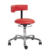 Saturn Ergonomic Stool With 360° Swivel Back-Arm Rest PUre Imitation Leather Red H540 - 730mm Aluminum Frame
